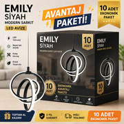 Toptan Led Avize 10 Adet Emily Siyah Sarkıt Beyaz Işık Led Avize